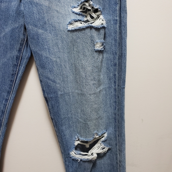 Hidden Distressed Frayed Holes Cropped Ankle Denim Blue Jeans Women S-26 NWT - Picture 4 of 11